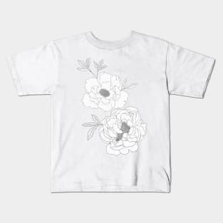 Purple Peony Pattern Kids T-Shirt